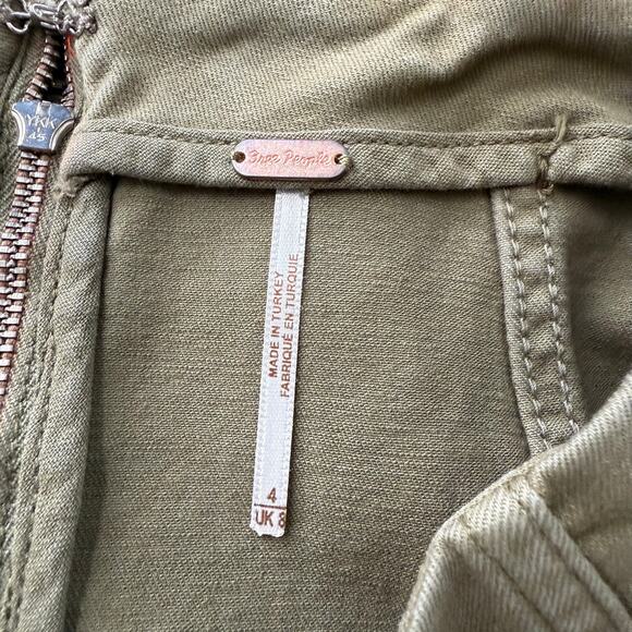 Free People mini skirt stretchy military green boho 4 - Picture 7 of 8